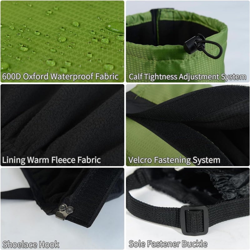 Wind Tour Winter Snow Gaiters for Hiking - Waterproof Ankle Covers for Snow Trekking, Skiing - Universal Fit Men Women - Image 3